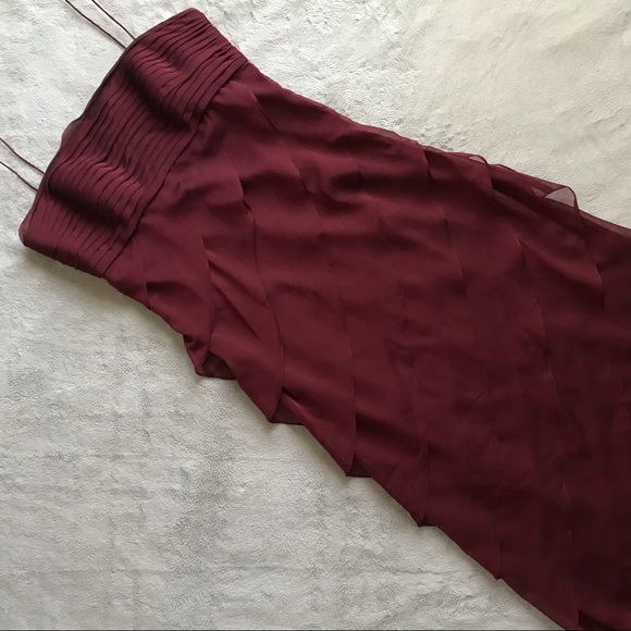 Adrianna Papell Dresses & Skirts - Adrianna Papell Occasions Burgundy Chiffon Tiered Gown Dress Bridesmaid Prom 6